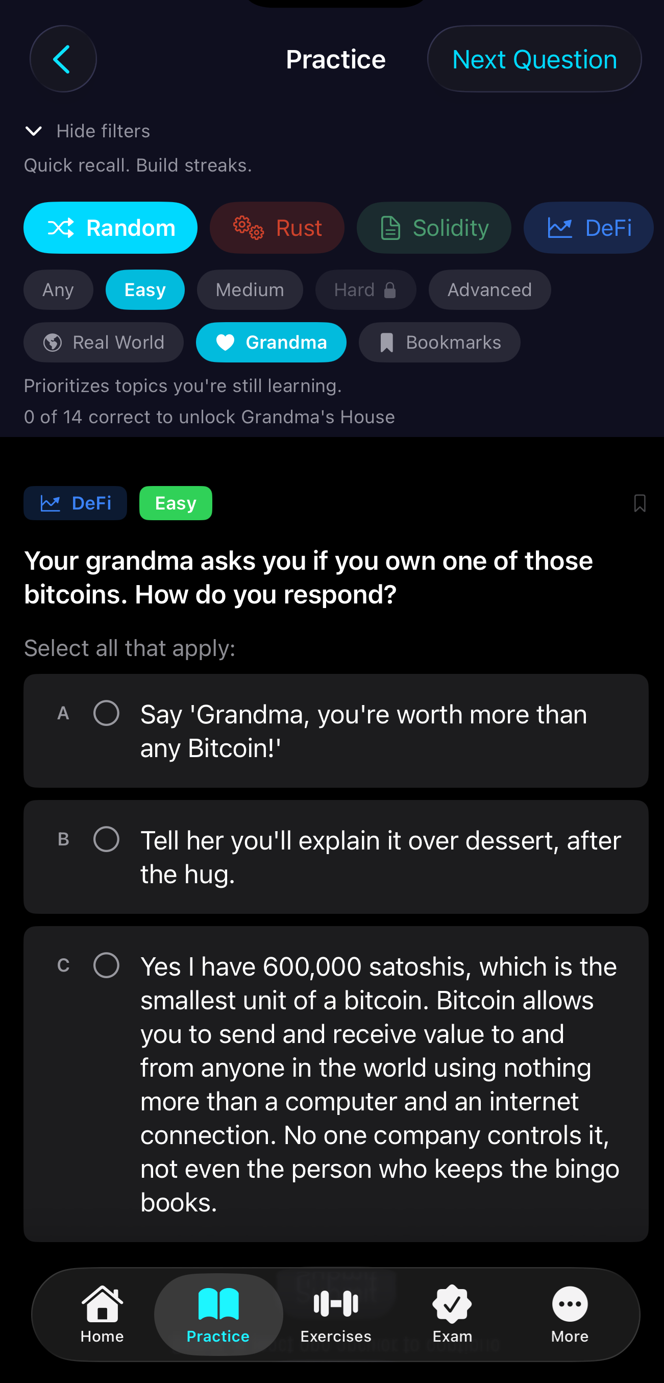 Grandma questions in Practice